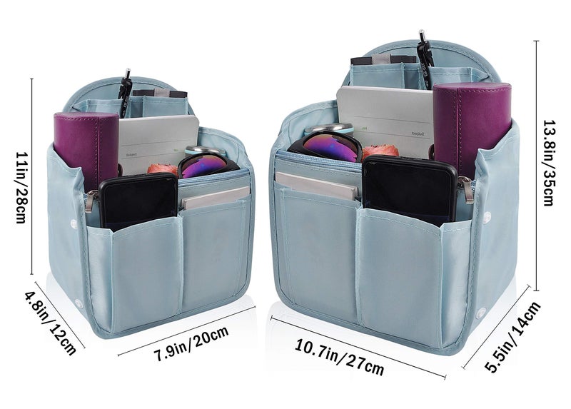 Vercord Backpack Organizer Insert Liner Hanging Travel Bag in Bag with Many Pockets Light Blue Medium - Image 3
